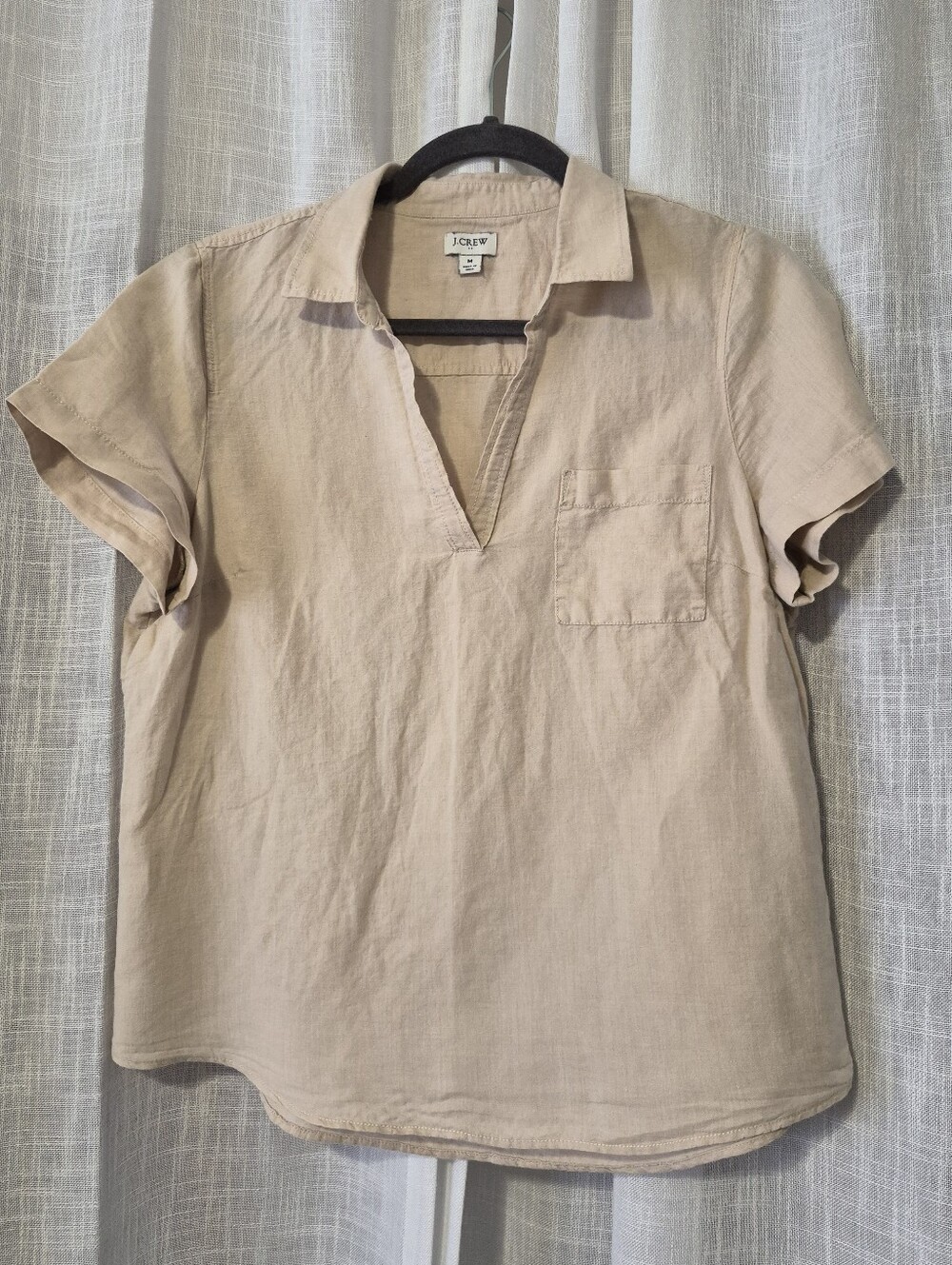 J. Crew Short-Sleeve Linen Polo - Light Beige